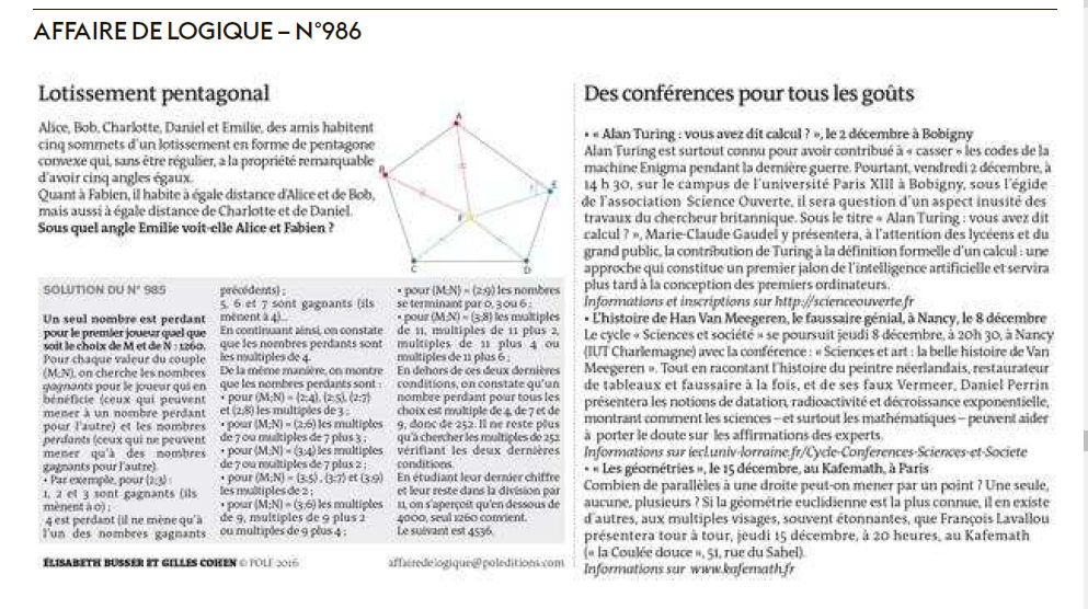 Turing, Le Monde